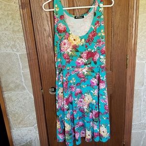 Teal Floral Sundress
